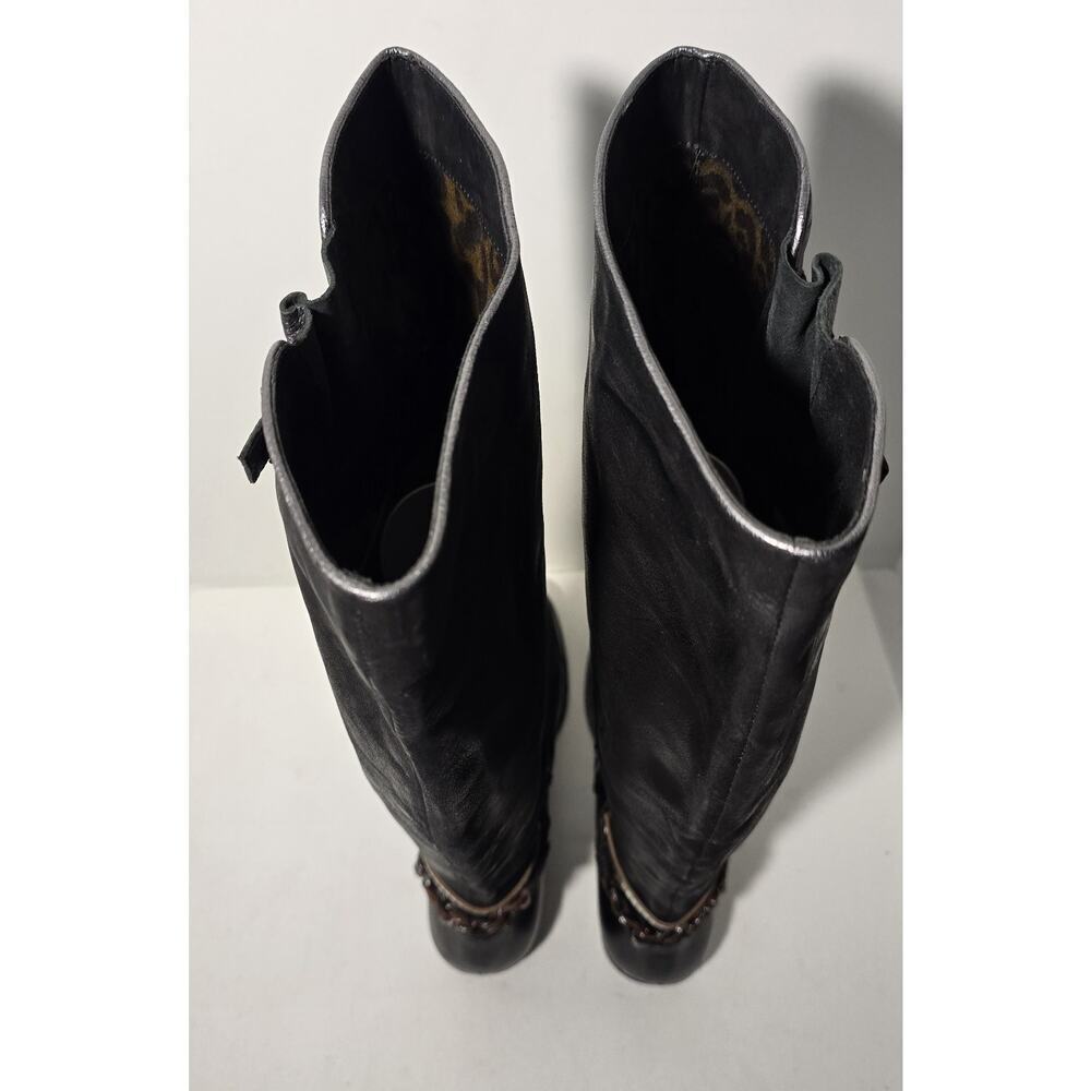 Women's OTBT Trout Creek Black Leather Tall Riding Boots Ankle Wrap Sz 11 M - Picture 14 of 15
